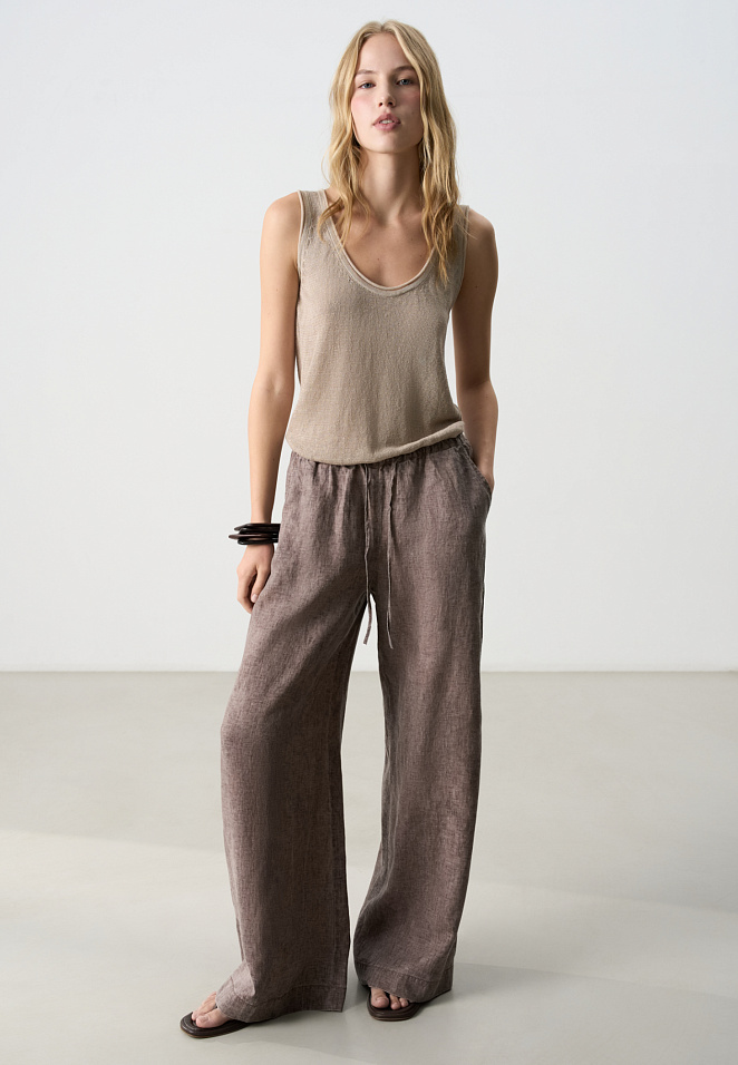 Брюки из 100% льна на кулиске 