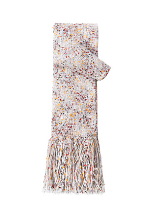 бежевый Трикотажный шарф из буклированной пряжи с длинной бахромой.