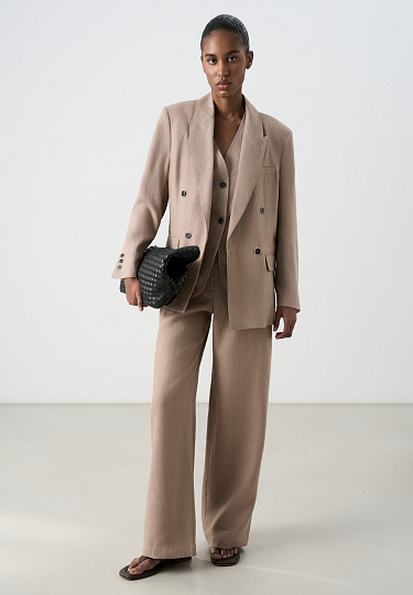 Двубортный жакет из 100% льна