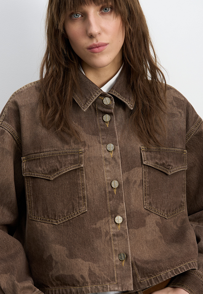 Джинсовая рубашка с принтом лошадей