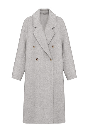 серый Двубортное пальто из шерсти. Модель свободного силуэта со спущенной линией плеча, отложным воротником и прямоугольными лацканами. Без подкладки. 