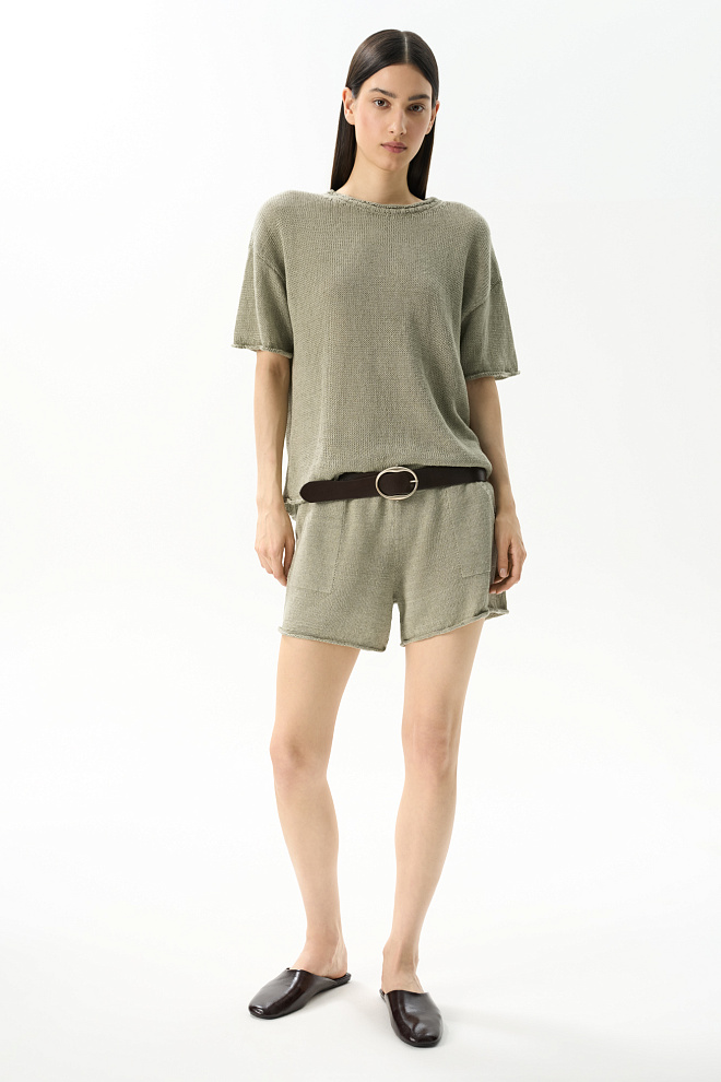 Короткие шорты из 100% льна