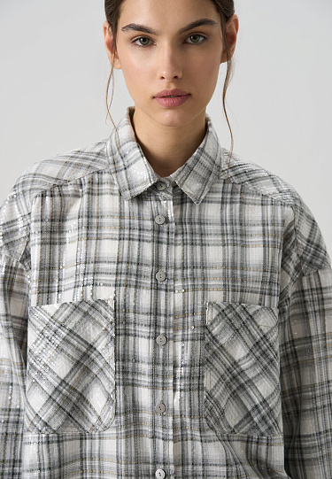 Рубашка в клетку с пайетками