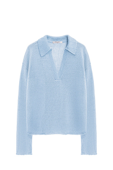 Джемпер из 100% льна с воротником поло