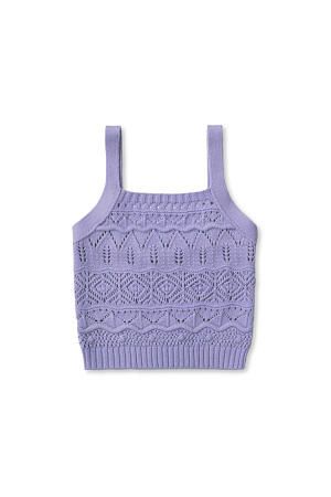 сиреневый Ажурный топ с добавлением шерсти альпака с квадратным вырезом на широких бретелях.