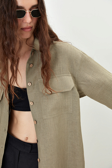 Платье-рубашка из 100% льна