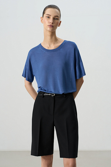 Цельновязаная футболка из 100% вискозы