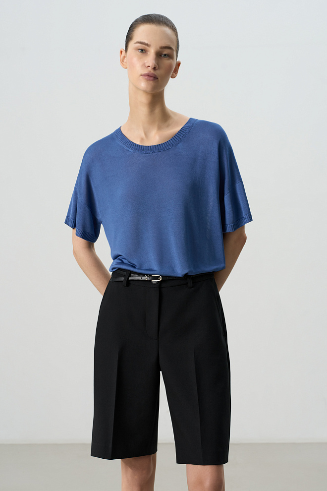 Цельновязаная футболка из 100% вискозы