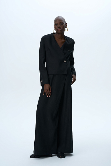 Брюки на запах из 100% льна