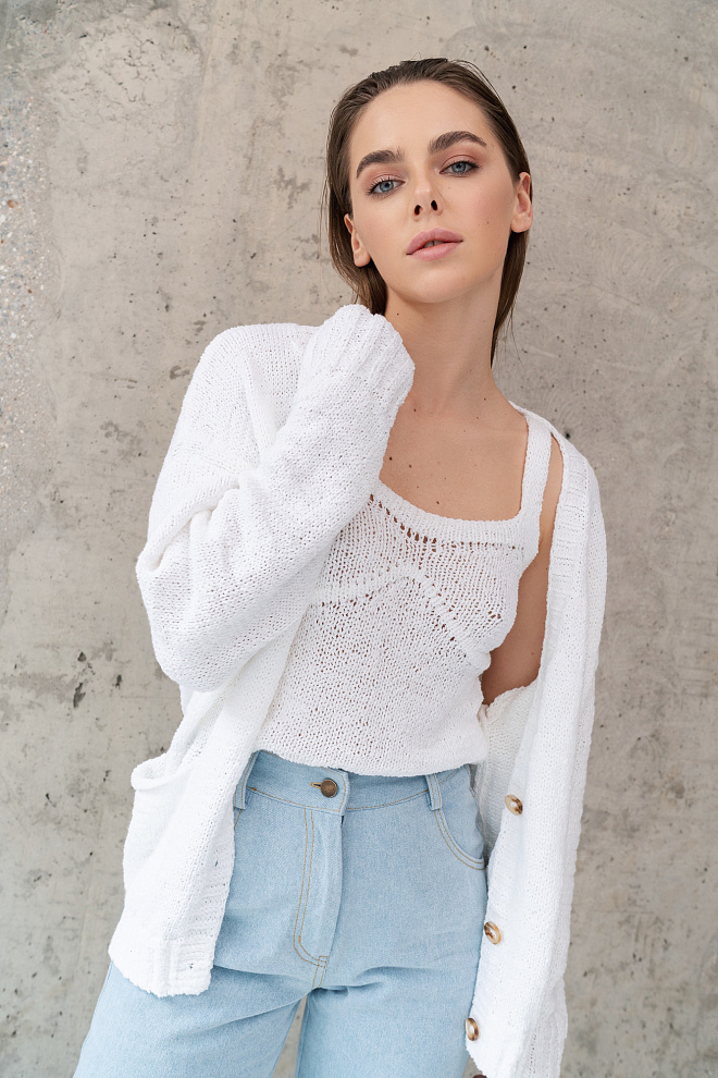 Хлопковый топ с вывязанным лифом