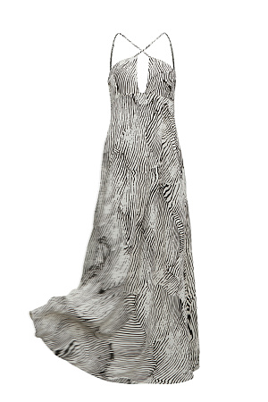 коричневый Принтованный сарафан из 100% вискозы. Модель свободного силуэта, с глубоким вырезом декольте и треугольным лифом на тонких бретелях.