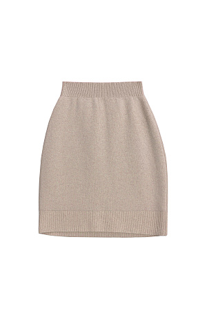 бежевый Трикотажная юбка длины мини из шерсти с добавлением кашемира. Модель по фигуре с эластичным поясом на резинке.