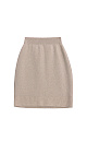 Трикотажная юбка длины мини из шерсти с добавлением кашемира. Модель по фигуре с эластичным поясом на резинке.