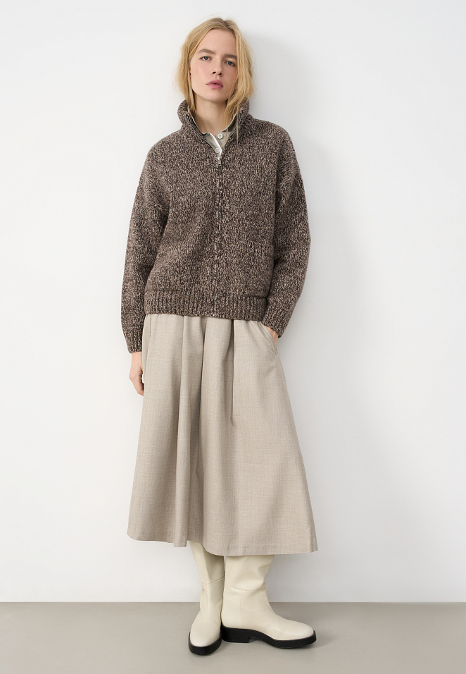 Меланжевый бомбер из шерсти мериноса экстрафайн