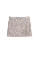 Юбка длины мини, расшитая пайетками и цветным бисером. Застежка на молнию сбоку. Изделие выполнено на подкладке.