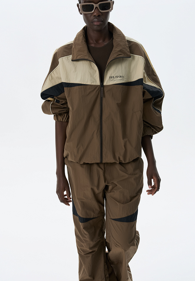 Олимпийка-колорблок из нейлона