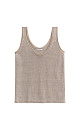 Трикотажный топ из 100% льна. Модель прямого кроя, на широких бретелях, с глубокой проймой и U-образным вырезом горловины. Края изделия выполнены в рубчик.