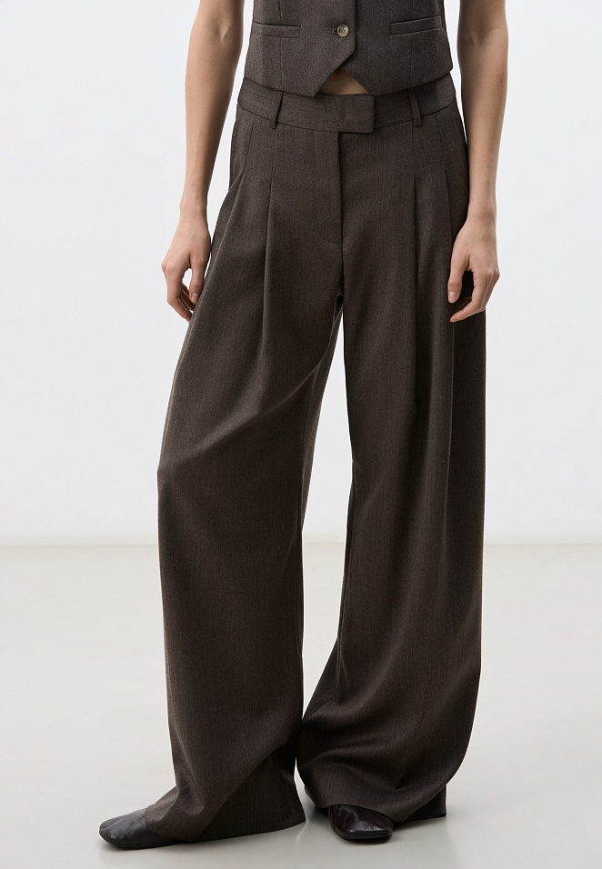 Брюки палаццо из фланели 