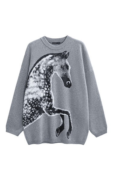 Трикотажный джемпер с принтом лошади