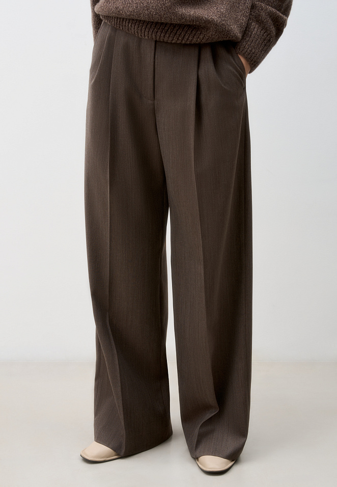 Брюки палаццо с текстурой "ёлочка"