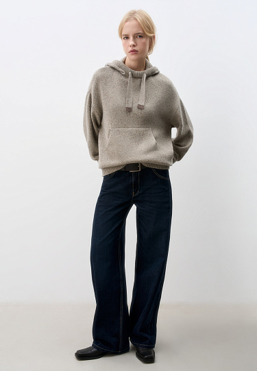 Трикотажное худи с карманом-кенгуру