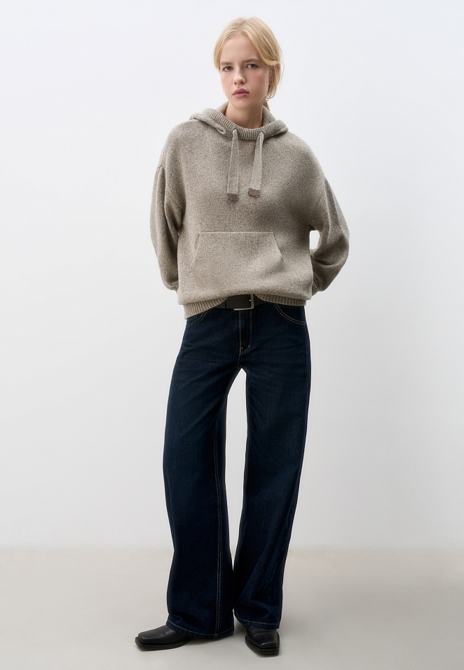 Трикотажное худи с карманом-кенгуру