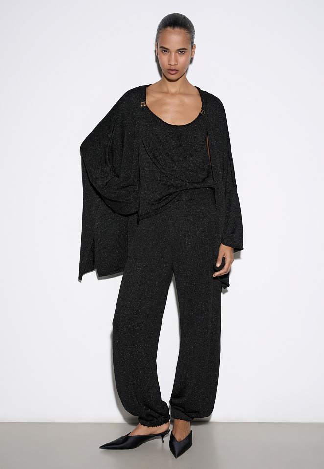 Трикотажный кардиган с люрексом