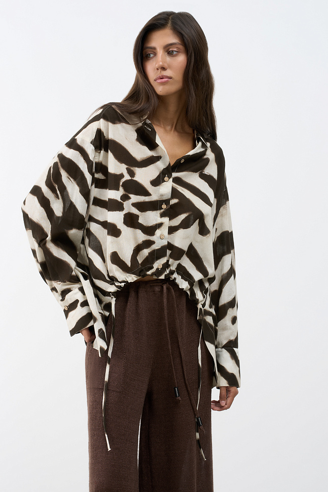 Принтованная рубашка с кулиской