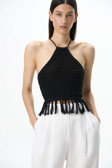 Хлопковый топ с бахромой