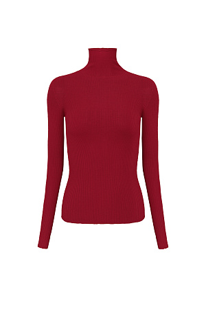 красный Бесшовная трикотажная водолазка из шерсти мериноса экстрафайн. Модель приталенного силуэта, с длинными рукавами и высоким воротником-стойкой.