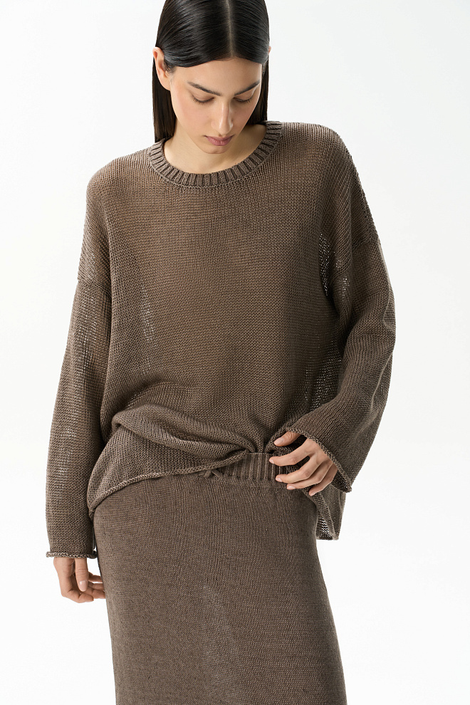 Полупрозрачный джемпер из 100% льна