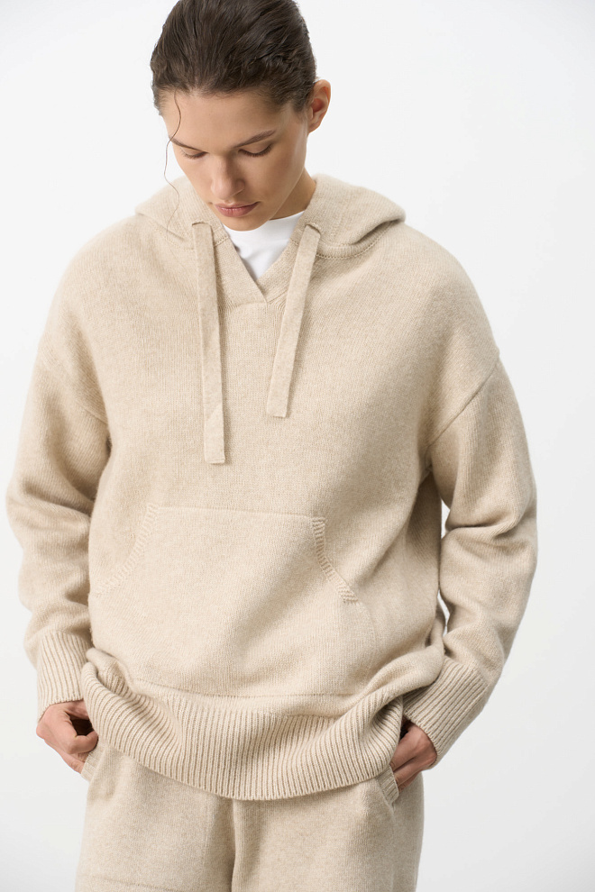 Трикотажное худи с кашемиром 