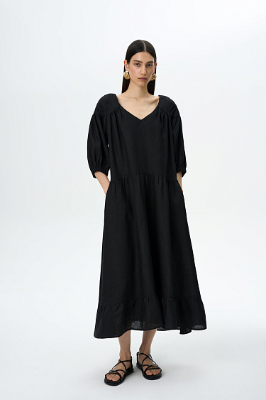 Платье из 100% льна с открытой спиной