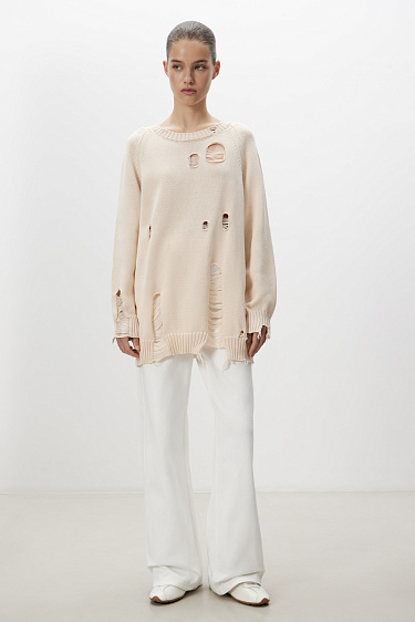 Джемпер из 100% хлопка с рваной текстурой