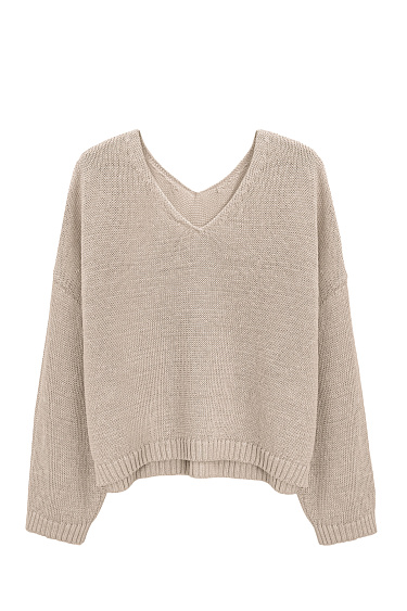 Джемпер из 100% льна с V-образным вырезом