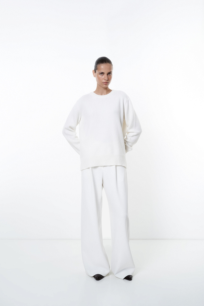 Джемпер из кашемира и шерсти с удлиненной спинкой