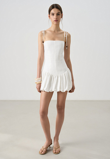 Платье из 100% льна с юбкой-баллон