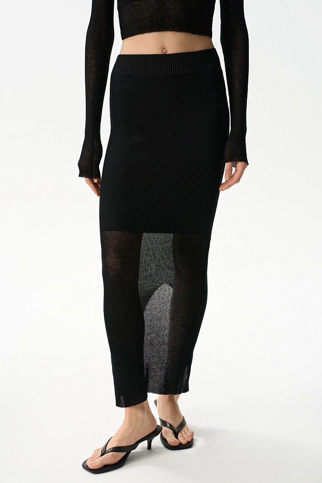 Юбка с комбинированной вязкой