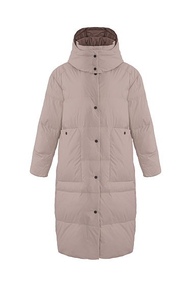 Удлиненный пуховик с капюшоном