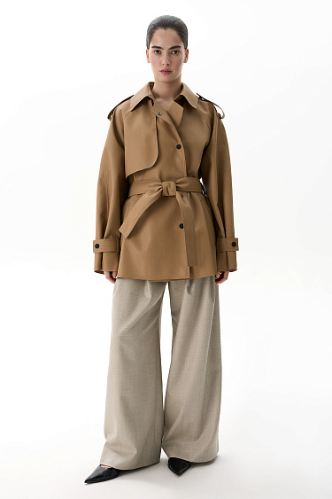 Тренч из двусторонней экокожи