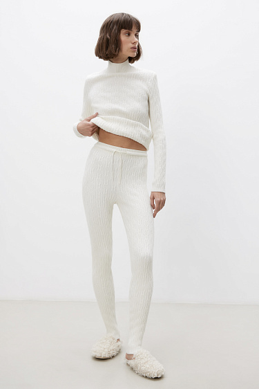 Трикотажные леггинсы из кашемира и шерсти с косами