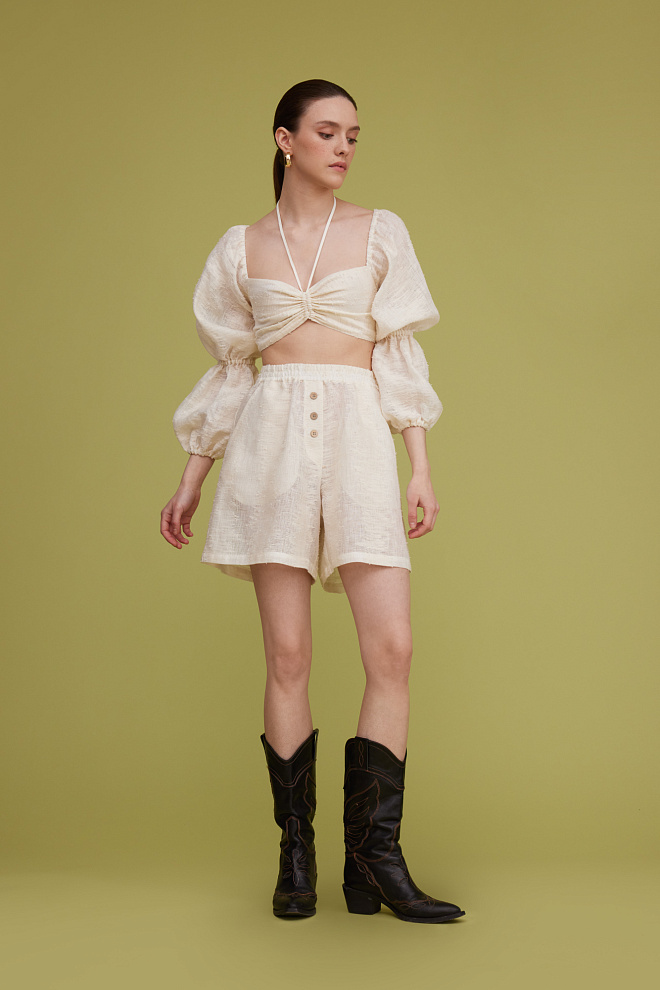 Шорты из текстурного льна