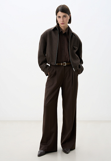 Шерстяной бомбер с отложным с воротником