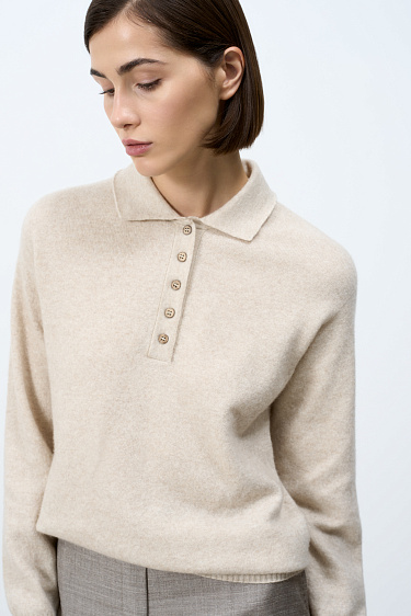 Джемпер из кашемира и шерсти с воротником поло