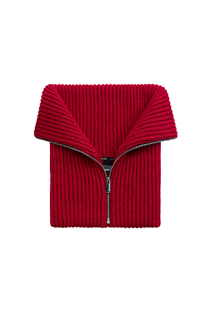 красный Воротник-стойка из шерсти альпака с застежкой на молнию.