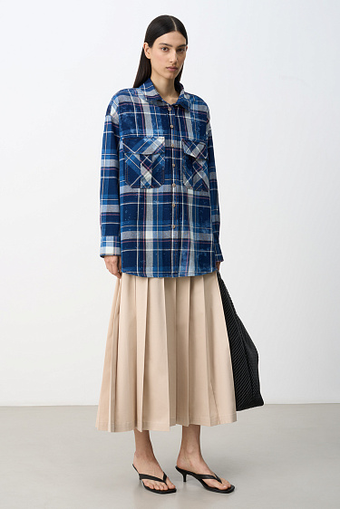 Рубашка в клетку с эффектом тай-дай