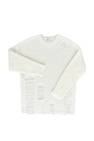 белый Трикотажный джемпер из смесовой пряжи с добавлением шерсти мохера. Рукава реглан и разрезы в стиле гранж.