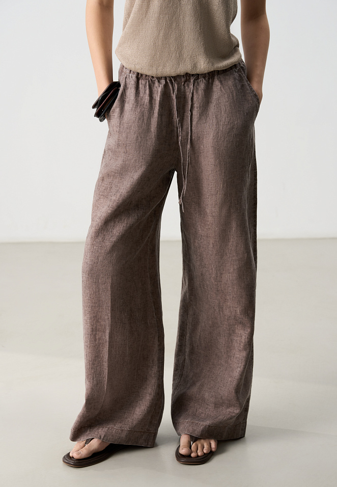 Брюки из 100% льна на кулиске 