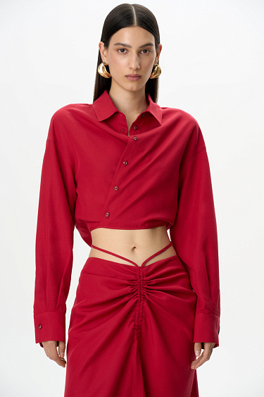 Укороченная рубашка с завязками