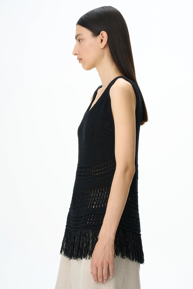 Трикотажный топ с бахромой 